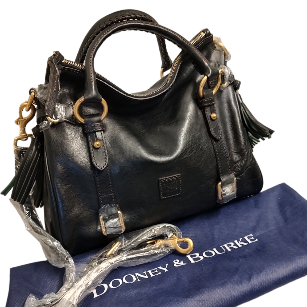 DOONEY & BOURKE Florentine Leather Small Satchel Crossbody Bag NWOT Black - Picture 6 of 16